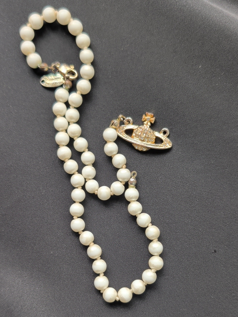 Vivienne Westwood BROKEN White Pearl Orb Pendant Necklace